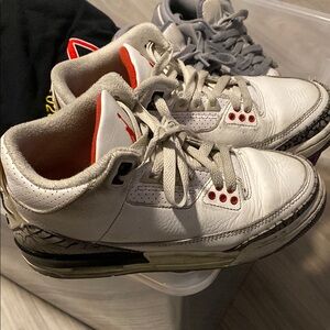Jordan White and Red Sneakers Classic Lace-Up Design